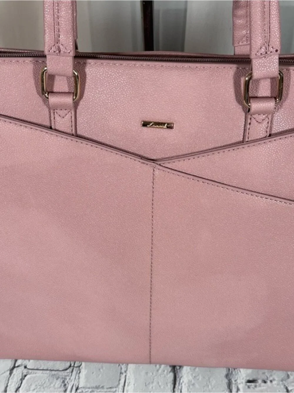 LOVEVOOK Laptop Tote Bag for Women 15.6 Inch Waterproof Leather Briefcase Mauve